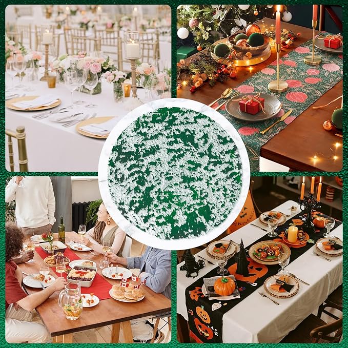 comfoyar Disposable Green Placemats Set of 50, Metallic Round 13 Inch Foil Mesh Pressed Doilies Place Mats, Table Mats for Dining Party Weddings Birthday Holiday Kitchen Home, Tableware Decoration