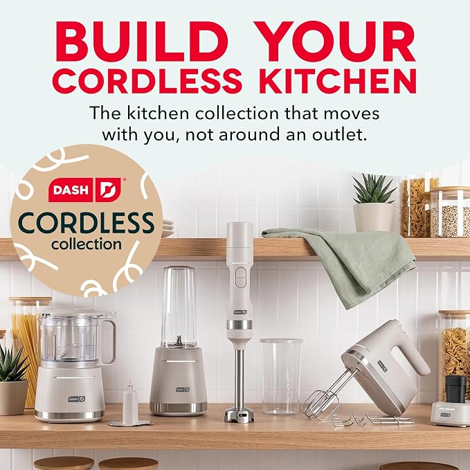 Dash Cordless Food Chopper, 28 oz Ingredient Bowl, French Grey | Electric Vegetable & Onion Chopper, Mini Food Processor for Garlic & Dips, One-Touch & Rechargeable