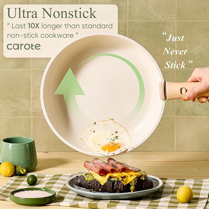 CAROTE 25pcs Pots and Pans Set Non Stick, Cookware Set Detachable Handle | Induction Compatible, Dishwasher & Oven Safe, Space Saving, Camping Cooking Set, Kitchen Set, Green