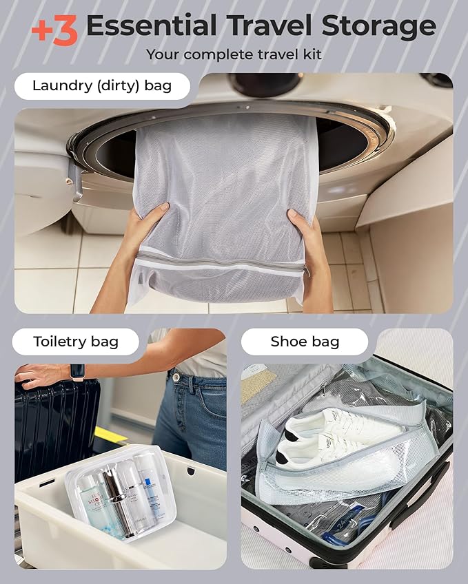 BAGSMART Travel Vacuum Bags with Rechargeable Electric Pump, 18PC Kit | Heavy-duty PA+PE material, Bonus Shoe, Laundry & Toiletry Bags, Save 80% Space Ideal for suitcase packing, travel & home.