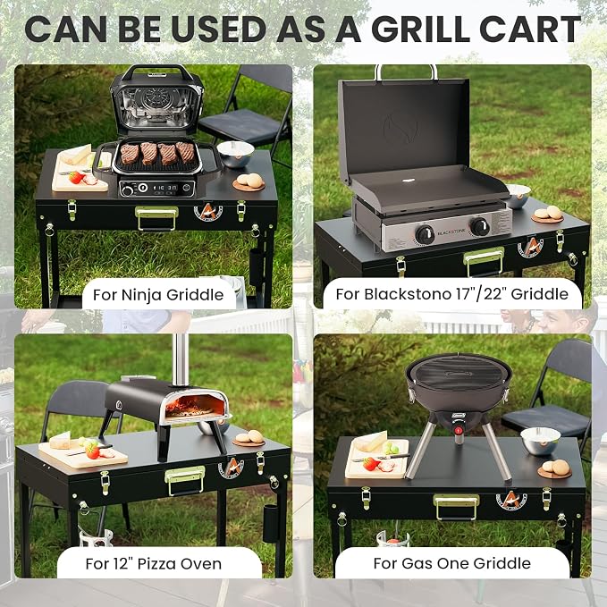 2-in-1 Outdoor Table & Electric Grill 1800W | Portable & Foldable | Nonstick Cooking Surface | Outdoor Kitchen & Backyard Barbecue