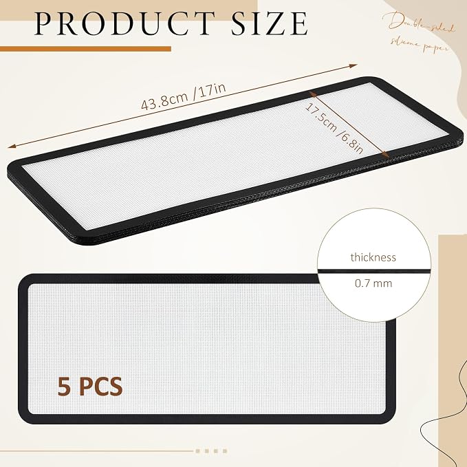Reallnaive 5 Pieces M - Medium Silicone Mats Compatible with Harvest Right Freeze Dryer Silicone Mats Reusable Baking Sheet Durable Easy Clean No Stick Trays Drying Liners for Kitchen (Black)