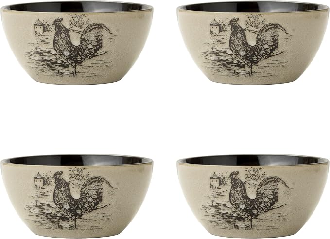 Pfaltzgraff Homespun Rooster 16-Piece Dinnerware Set, Service for 4 Brown