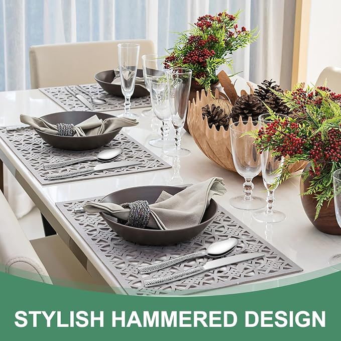 Hammered Silverware Set, 40-Piece Stainless Steel Wave Flatware Set for 8, Food-Grade Tableware Cutlery Set, Utensil Sets for Home Restaurant, Mirror Finish, Dishwasher Safe