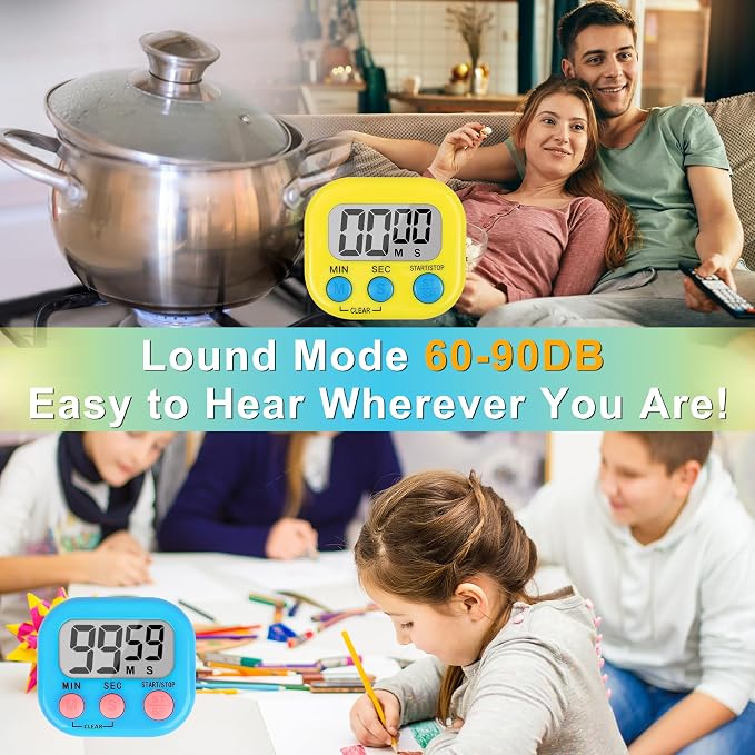 ZILLEEN Classroom Timer for Kids Teachers 2 Pack Digital Timers Blue Ye | Strong Magnetic, Large Screen, Big Button, Teacher Classroom Must Haves Kitchen Timers for Cooking Egg Exercise Study