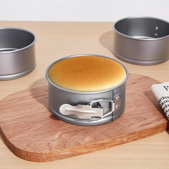 8 Pcs 4 Inch Springform Pan for Baking Mini Cheesecake Pans with Removable Bottom Nonstick Leakproof Round Cake Mold Spring Form Molds for Mini Cheesecake Pizza and Quiches (Grey)