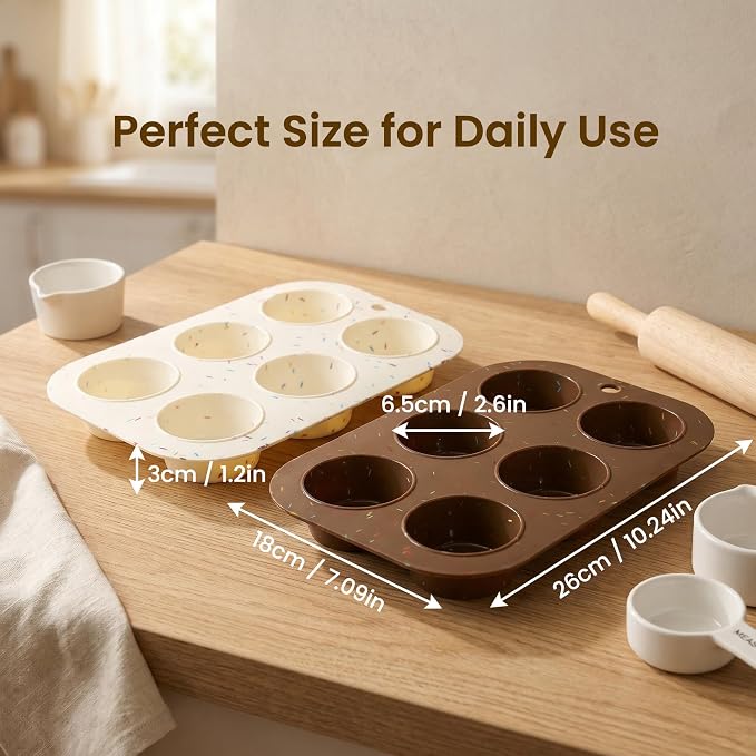4 Pack Silicone Muffin Pan for Baking, Regular Size Nonstick Cupcake Pan, 6-Cup Silicone Muffin Tin BPA Free Dishwasher Safe, Great for Muffin Cupcake Brownie Egg Tart