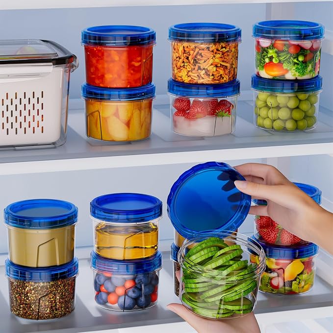 12 Pack-16 OZ Freezer Storage Containers, Small Plastic Containers with Twist Top Lids, BPA Free Food Storage Containers, Reusable Soup Container Microwave/Dishwasher Safe