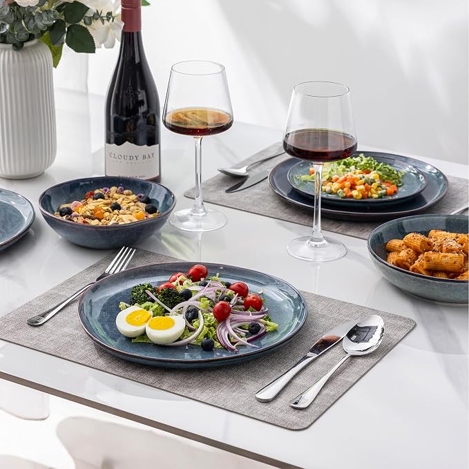 AmorArc Ceramic Dinnerware Sets for 8, 24Pcs Plates and Bowls Sets Dishes | Stoneware Handmade Reactive Glaze Dinner Set, Highly Scratch Resistant | Dishwasher & Microwave Safe Dishware