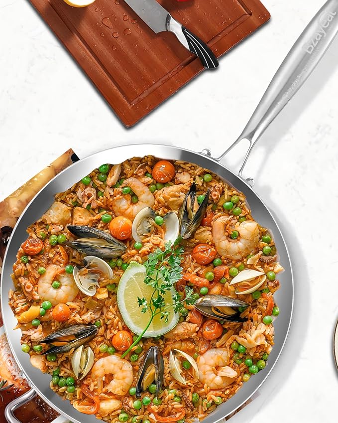 12-Inch Tri-Ply Stainless Steel Frying Pan with Lid | Medium Size | Detachable Handle | Induction Compatible | Oven & Dishwasher Safe | Ideal for Frying, Sautéing & Simmering | Serves for 3-4
