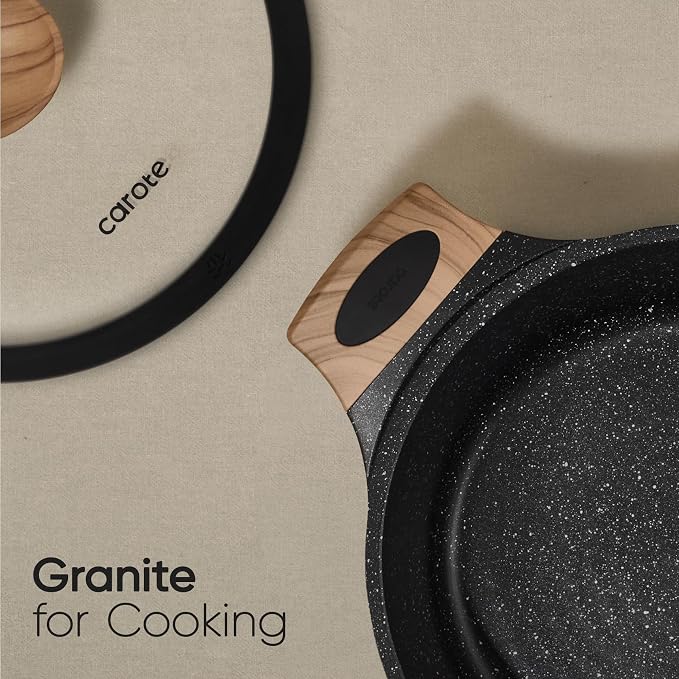 CAROTE 26pcs Nonstick Pots and Pans Set, Cookware Sets | Induction Kitchen Set, Durable, Innovative Surface Texture, Fit All Stovetops, Fast & Even Heating, with Stockpot & Steamer