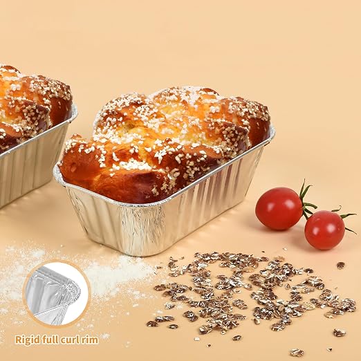 60 Pack Disposable Mini Aluminum Loaf Pans with Chear Lids,(6"x3.5"x2" )1 Lb Foil Loaf Pans,Disposable Aluminum Food Containers with Lids,Small Aluminum Tin Foil Baking Pan for Cakes, Bread, Meat