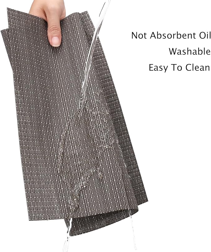 Myir JUN Placemats Set of 4 Kitchen and Dining Table Placemats | Vinyl Placemats Place Mats Indoor/Outdoor Set of 4 Washable Table Mats Non-Slip Place mats for Dining Table, Dark Gray