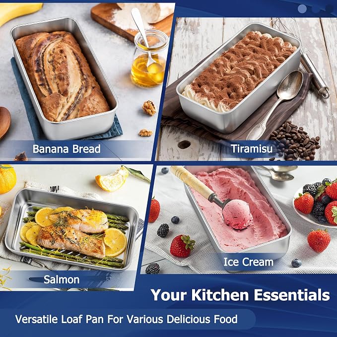 TeamFar Loaf Pans for Baking, 9 x 5 Inch Stainless Steel Loaf Bread Pans | Bread Pans Tins for Homemade Bread/Brownies, Healthy & Sturdy, Oven & Dishwasher Safe - Set of 12