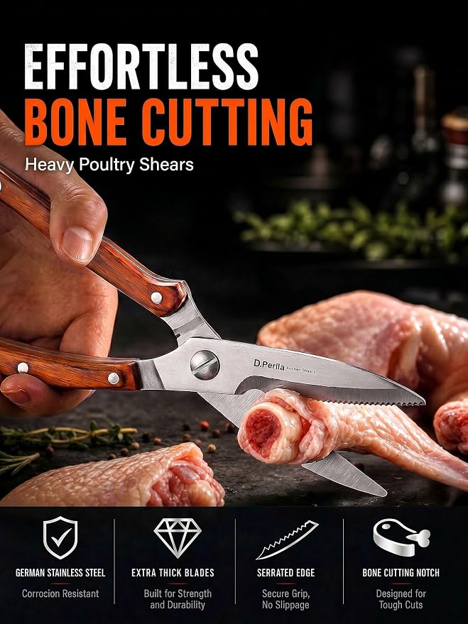 Kitchen Knife Set, 16 Pcs Stainless Steel Knife Block Set with Wood Handle | Kitchen Knife Set with Sharpener, Professional Poultry Shears, Razor Sharp, Rust Resistant, Elegant Gift for Home Chefs