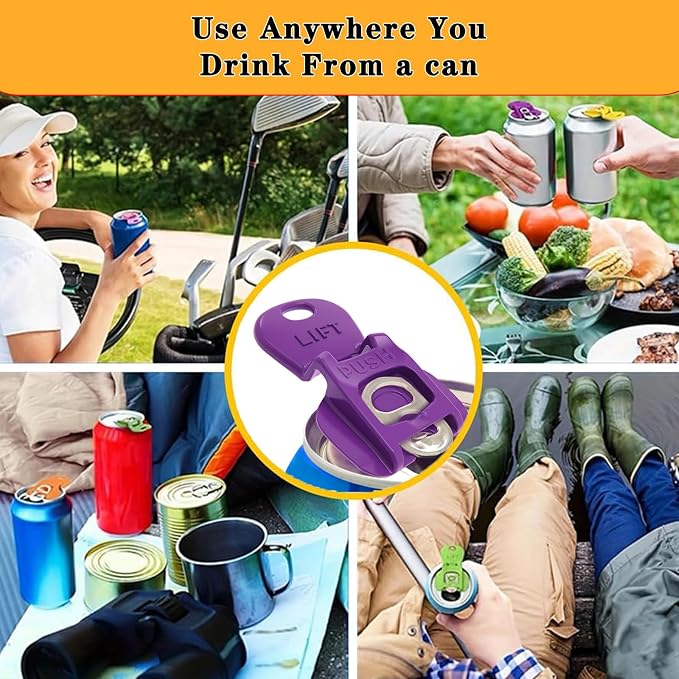 12PCS Colorful Soda Can Tab Openers & Leak-Proof Drink Covers | One-Hand Soda Can Opener and Reusable Protector Caps for Coke, Beer, Soda, and Aluminum Cans for Parties, BBQ, Camping&Travel