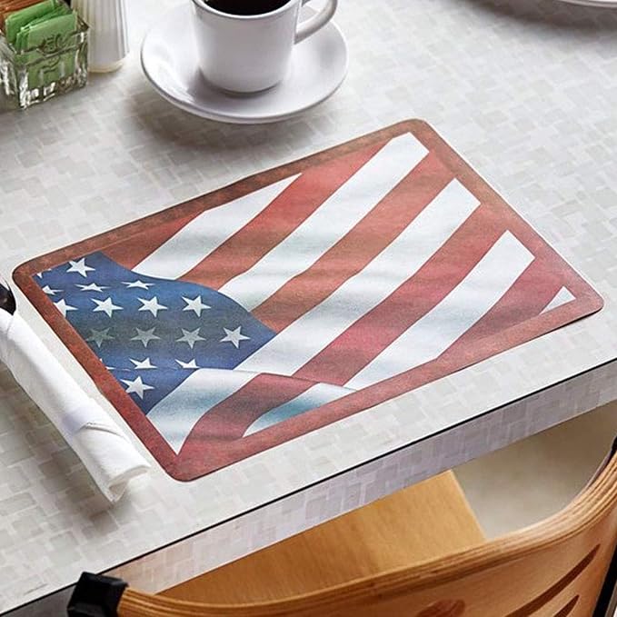American Flag Paper Placemats for Dining Table – Disposable Color Table Mats Great for Parties 10"x14" American Flag 50 ct