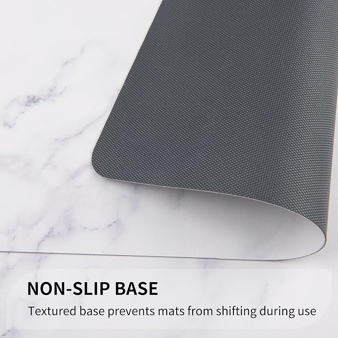 QIYI PU Leather Placemats Set of 4, 12"x18" Waterproof Table Mats, Marble | Faux Leather, Heat Resistant, Anti Slip, Wipeable Place Mats for Kitchen Dinning, Party Table Décor, White Marble