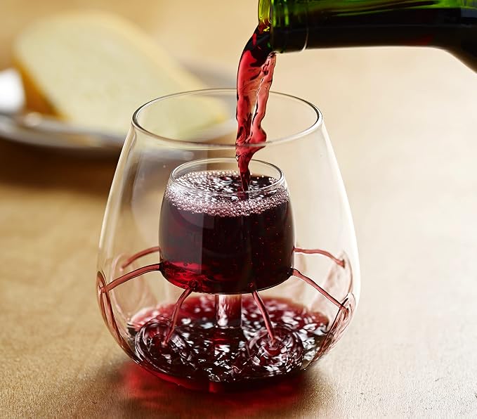 Stemless Aerating Wine Glasses (Set of 2) by Chevalier Collection – Patented Wine Glasses with Built In Aerator