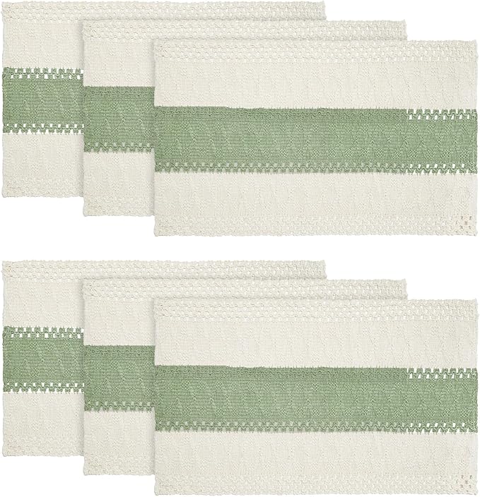 Artoid Mode Light Green Farmhouse Rustic Placemats Set of 6,12x18 Inch Seasonal Holiday Hollow Table Mats Party Kitchen Dining Decoration