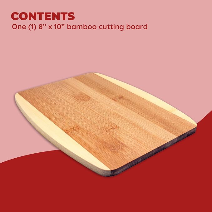 Bamboo Cutting Board – 8 x 10 Inch Medium Cutting Board for Everyday Prep | Durable, Sustainable Bamboo | Ideal for Fruits, Veggies & Cheese | Easy to Clean