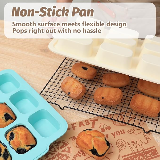 Nonstick Silicone Mini Loaf Pans: 9-Cavity Small Banana Bread Loaf Pans | for Baking Cornbread with Metal Frame - Mini Meatloaf Tin for Oven - Brownie Tray for Baker Baking Lover Toeusog