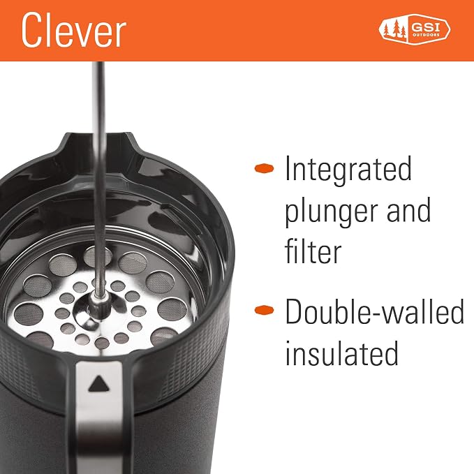GSI Outdoors Glacier Stainless JavaPress, 30 fl oz, French Press Mug