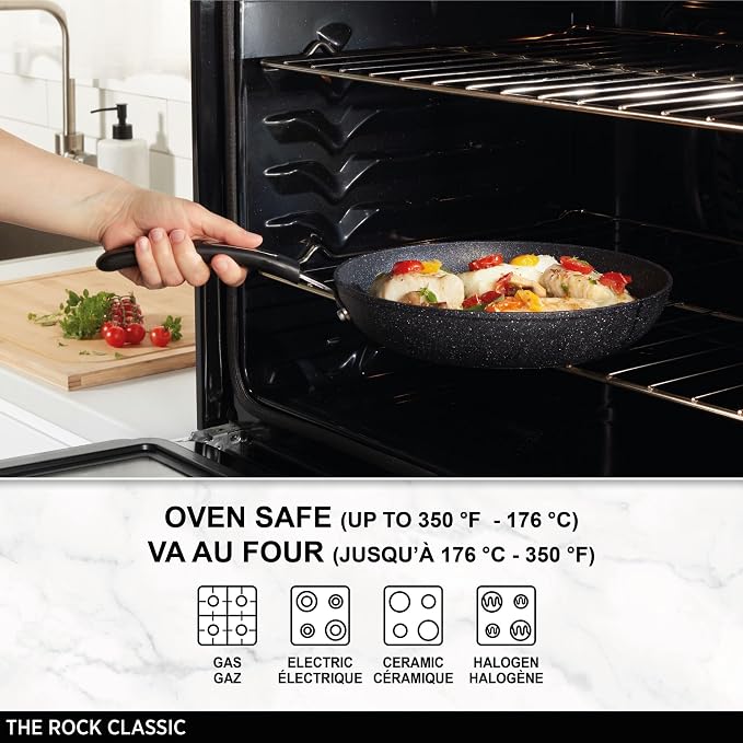 Starfrit The Rock 26cm (10") Non-Stick Multi Pan - Tawa - Durable Forged Aluminum - Oven Safe - PFOA Free - Easy to Clean - Black