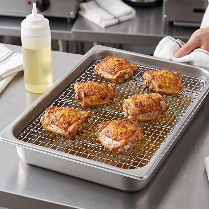 TrueCraftware- 8"x 10" Half Size Rectangular Wire Pan Grate Chrome-Plated Set of 2-Fits Half Size Sheet Pan Cookie Pans Cooling Rack Baking Sheet Grate Cake Rack for Pies Cookies Pastries Cakes