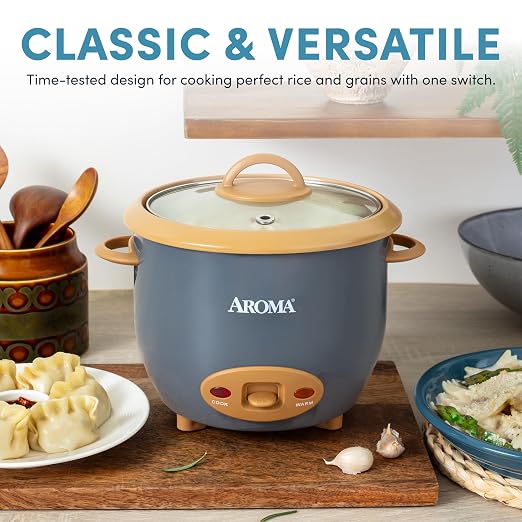 AROMA® 6-Cup (Cooked) One-Touch Pot Style Rice Cooker with CoreCoat™ PFAS-Free Nonstick Ceramic Surface (1.5 Quarts)