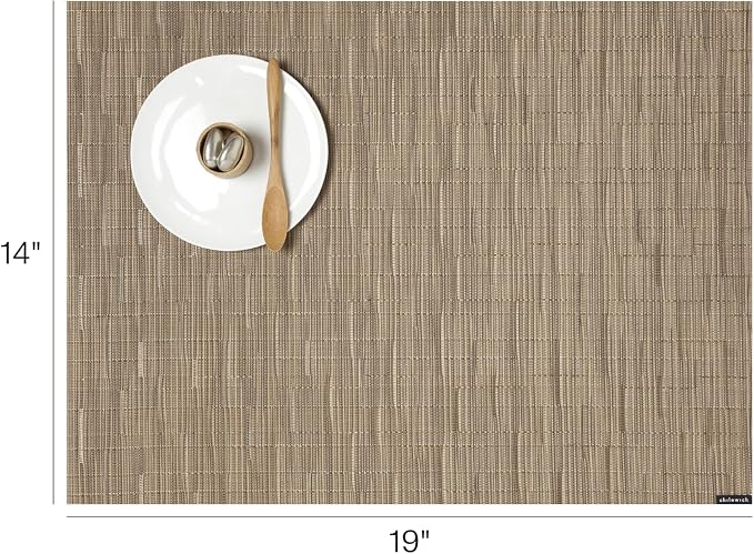 Chilewich Bamboo Placemats Set of 4, Woven Rectangle Placemats | Reusable, Stain-Resistant, Indoor/Outdoor Tabletop Protection, 19" x 14", Camel