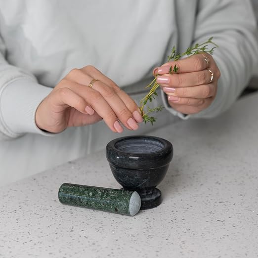 Fox Run Marble Mortar and Pestle, Green , 3"
