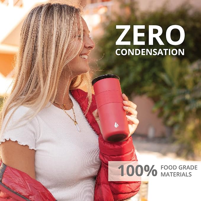 Elemental Artisan 16oz Triple-Wall Insulated Coffee Tumbler w/Ceramic Lid | Triple Wall Coffee Travel Mug, Reusable Stainless Steel Coffee Tumbler; Thermal Coffee Cups for Hot (6 Hrs) & Cold (18 Hrs)
