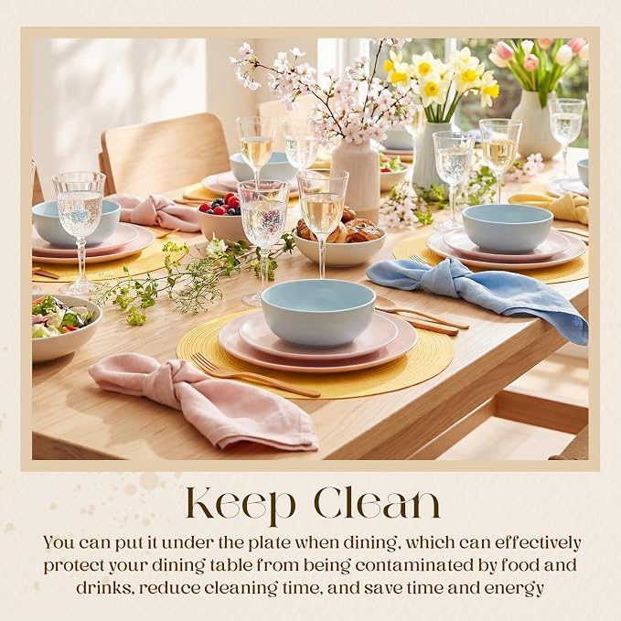 Geosar Disposable Paper Placemat Cotton Woven Look 13'',100 Pcs,Yellow