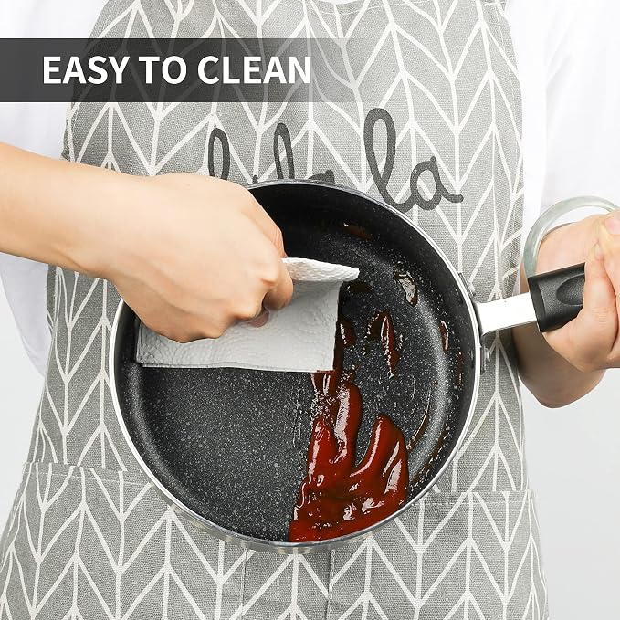 Nonstick Saucepan Set - 1.5 Quart and 2.5Quart,Ultra Non Stick Sauce Pan Small Pot with Glass Lid,Great for Home Kitchen Restaurant,Black