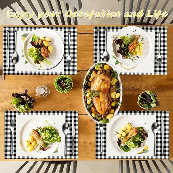 Placemats Set of 4 - Faux Leather Heat Resistant Placemats for Dinner Table, Non-Slip Waterproof Oil-Proof Washable Reusable Placemat for Indoor Outdoor Kitchen Decor, 15.75In*11.81In
