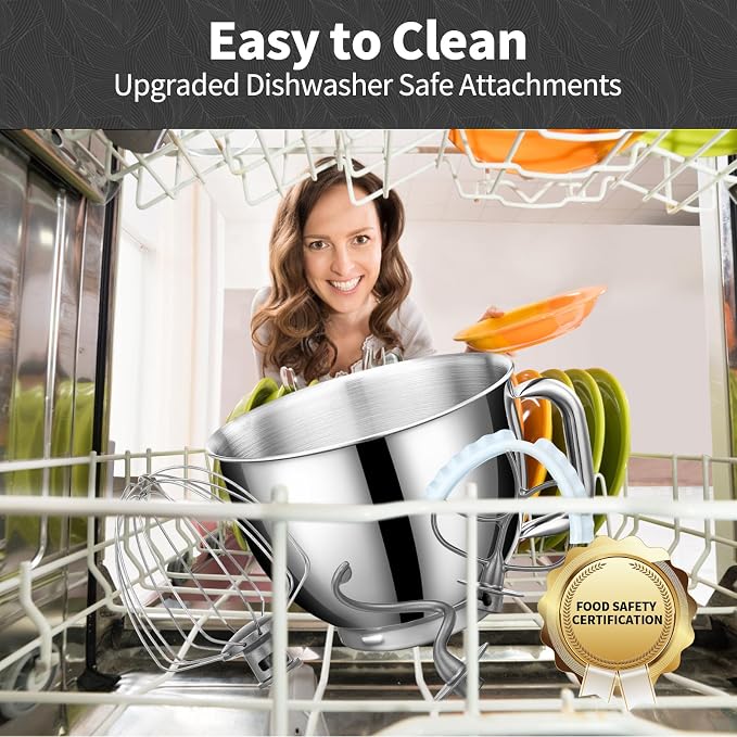 Stand Mixer, 6QT Mixers Kitchen Electric Stand Mixer,Dough Mixer Black | 600W Tilt-Head Kitchen Mixer with Stainless Steel Bowl, Dishwasher-Safe Dough Hook, Flat Beater, Wire Whisk, Splash Guard