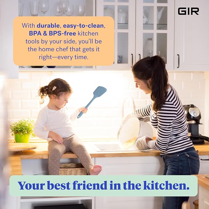 GIR: Get It Right Silicone Spatula Turner - Nonstick & Heat-Resistant Cooking Utensil - Seamless One-Piece Flexible Edge Rubber Spatula - Dishwasher-Friendly, Ultimate Turner - 13IN - Slate