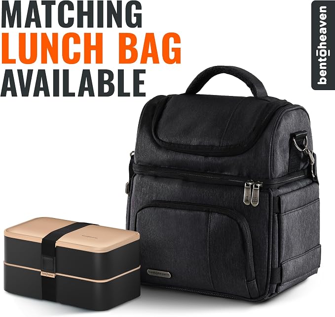 Bentoheaven Bento Box Adult, Stackable Lunch Box, 40 oz, Bingo Flamingo | BPA-free, leakproof and microwave-safe with 2 compartments, utensils, chopsticks, divider and sauce cup for men and women.