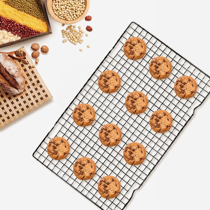 Haploon Baking Racks 6 Pcs Wire Cooling Rack for Roasting Cooking Net | Heavy Duty Grilling Drying Mesh, 16x10 Inches Black Grid Bulk, Fits Small Toaster Oven, Dishwasher Safe Kitchenware