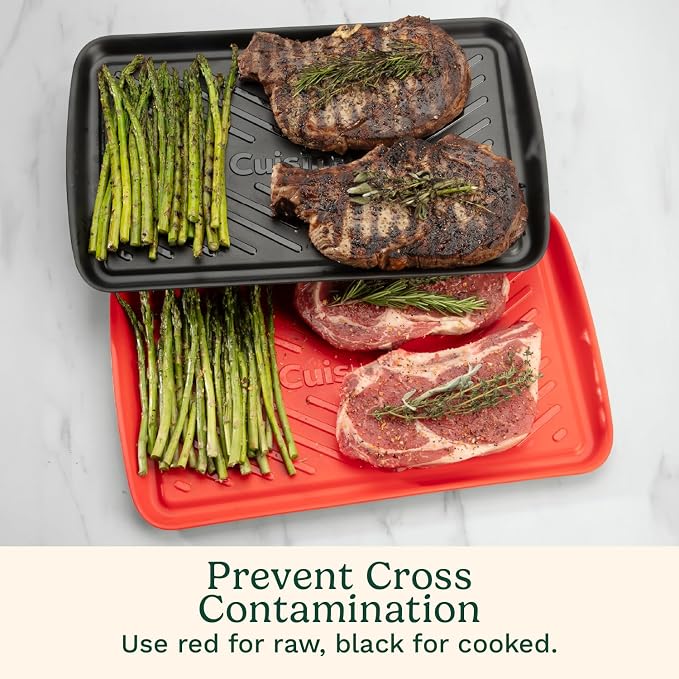 Cuisinart Grilling Prep and Serving Tray, Dishwasher-Safe, 2-Pc Nesting Set | 17-in x 10.5-in food tray set for prepping and serving, shatter-resistant melamine design fits 6 burgers, CPK-200