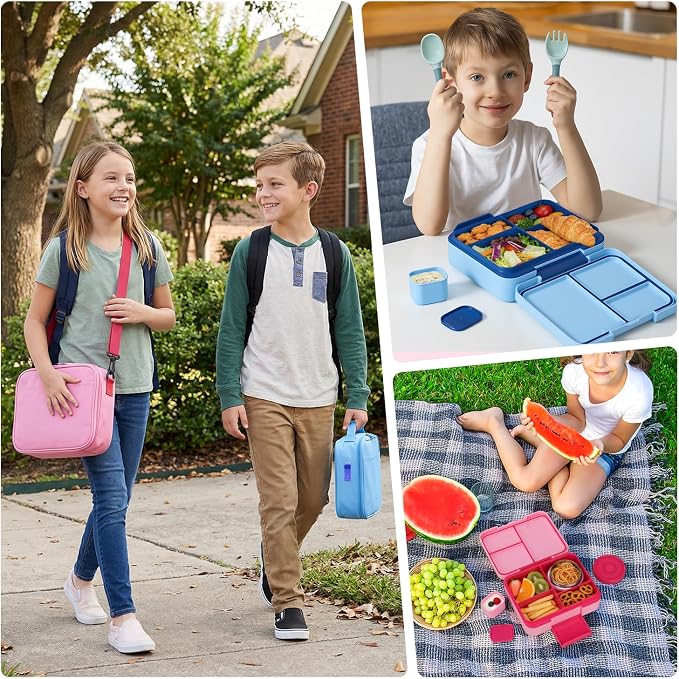 HWONMTE Bento Lunch Box Set for Kids with Soup Thermo Food Container Adults | Bento Lunch Box Set for Kids with 9.5oz Soup Thermo Leak-Proof Food Container with Insulated Lunch Bag Hot Food Jar Girl