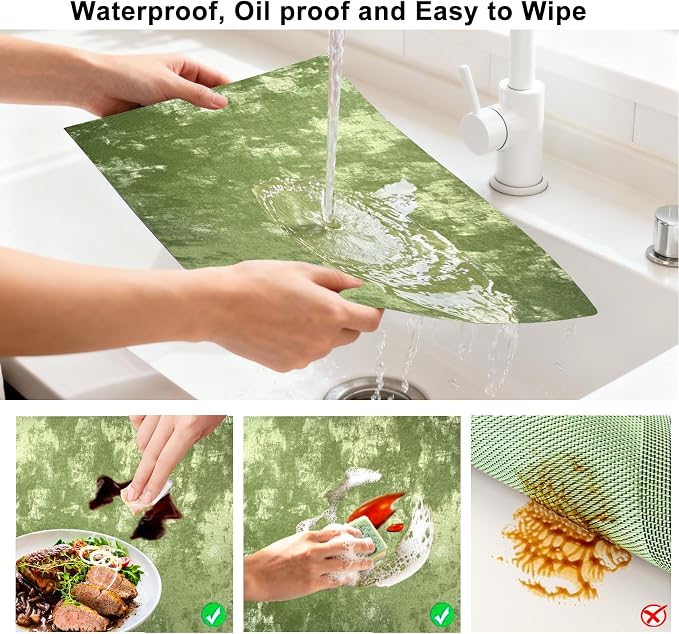 Faux Leather Placemats Set of 6, 11.8"x17.7", Forest Green | Reversible Table Mats, Waterproof, Stain & Heat Resistant, Easy Clean for Dining, Gatherings, Outdoor