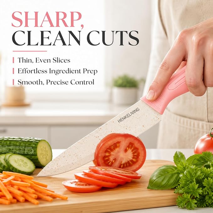 Knife Set with Built-in Sharpener Block, Dishwasher Safe | 14-Piece, High-carbon stainless steel blades, Ultra-sharp edges, Ergonomic non-slip handles, Great gift