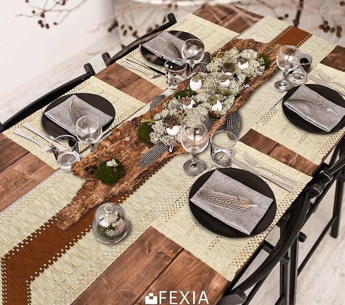 Boho Placemats Set of 6 Table Mats Farmhouse Home Dining Decor | 12x20" Place Mat Set of 6 Macrame Table Decor Farmhouse Burlap Placemats for Home Dining Table Centerpiece Home Decorations