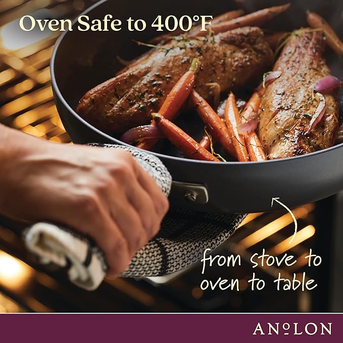 Anolon Advanced Home Hard-Anodized Nonstick Sauce Pan with Straining Lid, 2-Quart, Moonstone