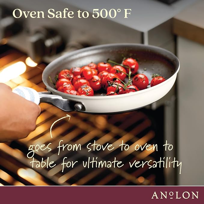 Anolon Achieve Hard Anodized Nonstick Frying Pan/Skillet, 8.25 Inch, Cream