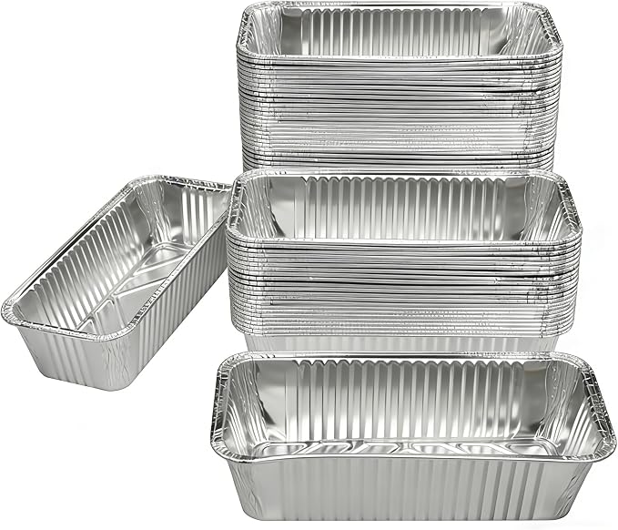 100 Pack 2 Lb Aluminum Loaf Baking Pans, 8.5" x 4.5" x 2.5" Heavy Duty Disposable Loaf Pans,Foil Bread Pans for Baking Holiday Treats Food Storage and Takeout