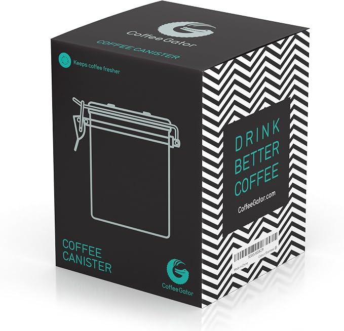 Coffee Gator Coffee Canister, 16oz Airtight Containers & Travel Jar | w/ Date Tracker, Scoop, Valve Kitchen Food Storage Jars for Beans, Ground, Rice, Tea, Sugar, Cookie, Bar Accessories, Gray