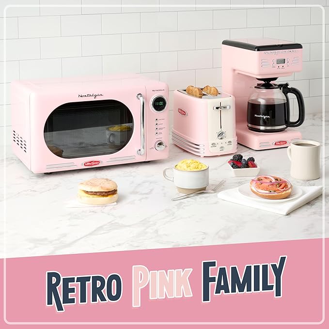 Nostalgia Retro 12-Cup Programmable Coffee Maker With LED Display, Automatic Shut-Off & Keep Warm, Pause-And-Serve Function, Pink